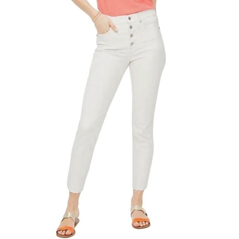 J. Crew Women's White High Rise Vintage Straight Leg Button Fly Jeans Size 27